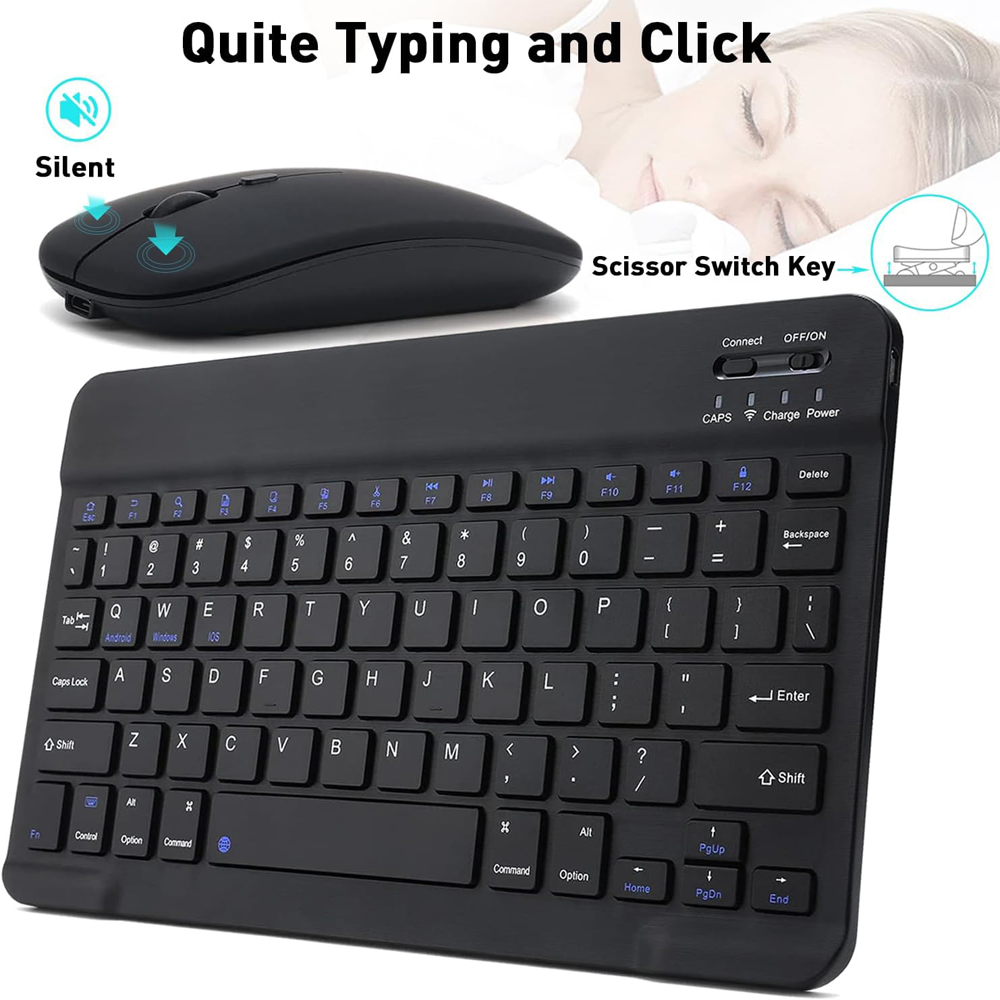 Tablet Accessories Keyboard - 10インチワイヤレスBluetoothミニキーボードiOS電話タブレット用ポータブルBluetoothキーボードとマウス