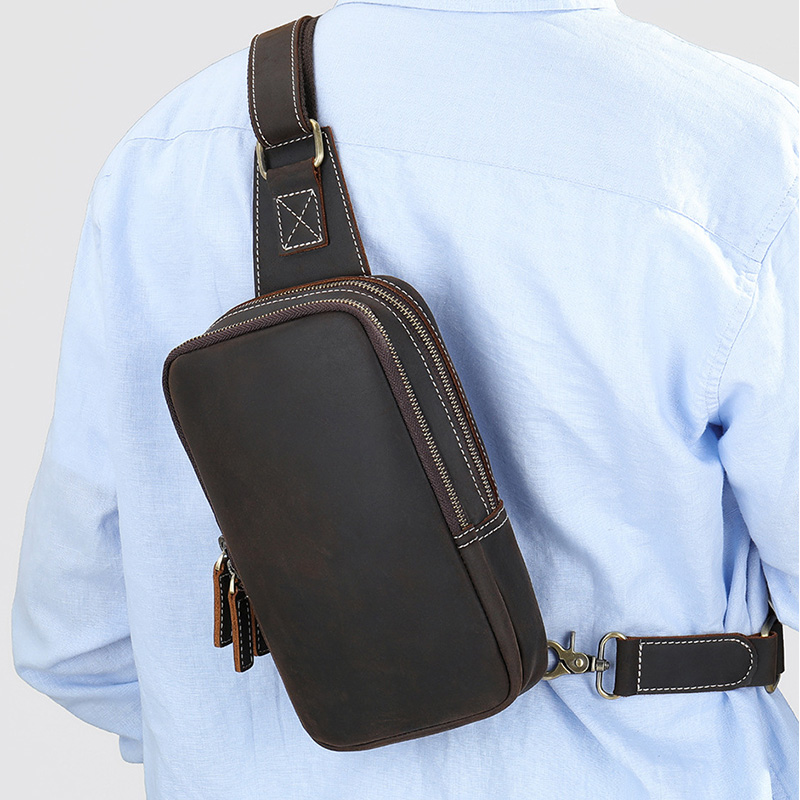 Tablet Shoulder Bag - 本革メンズチェストバッグ女性ショルダーメッセンジャーバッグ男性スリングバッグ旅行デイパックタブレットデザインクロスボディサマーバッグ