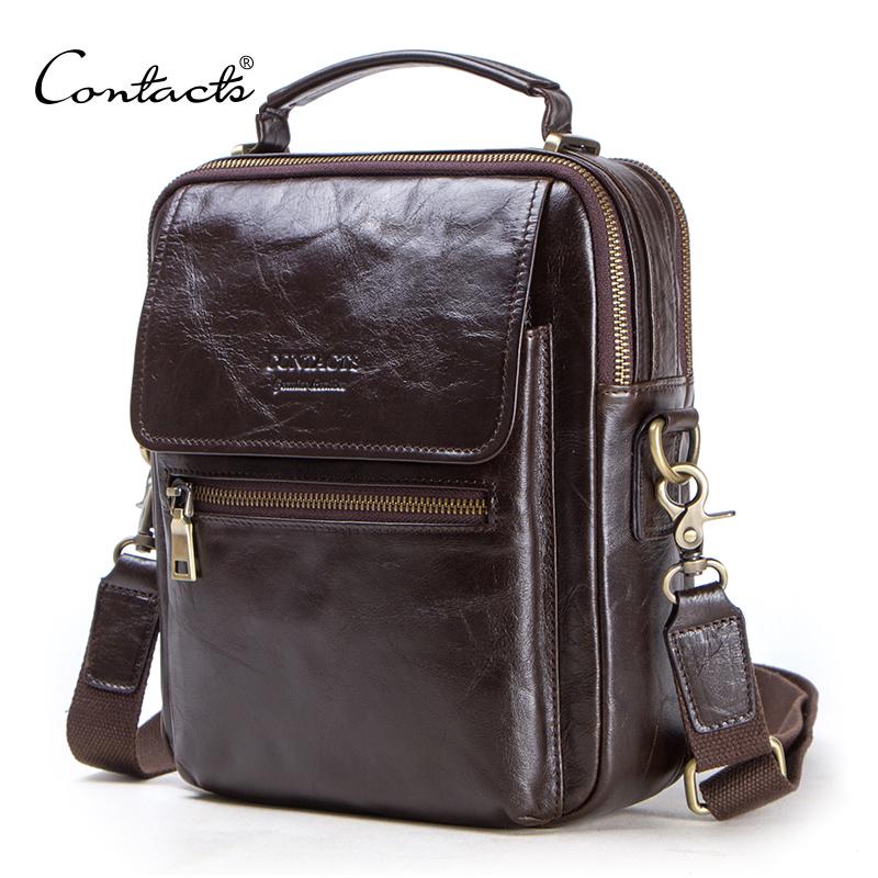 Tablet Shoulder Bag - CONTACT'S 新しい本革メッセンジャーバッグ男性用カジュアルショルダーバッグ男性フラップバッグ高級ブランドクロスボディバッグ 9.7 