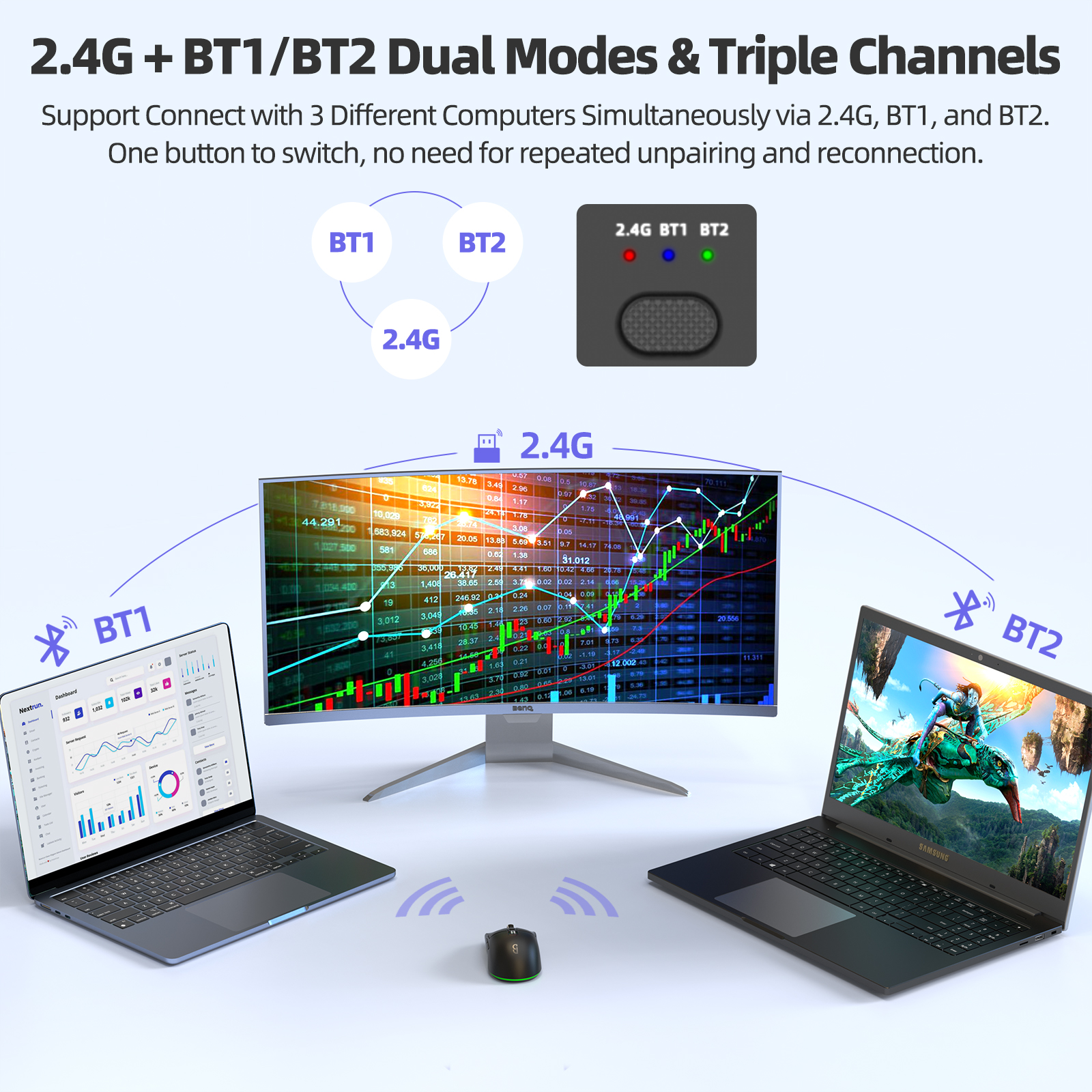 2.4 グラムワイヤレスゲーミングマウススマートスクリーンデ - Tablet Accessories Choice Store のレビューと価格