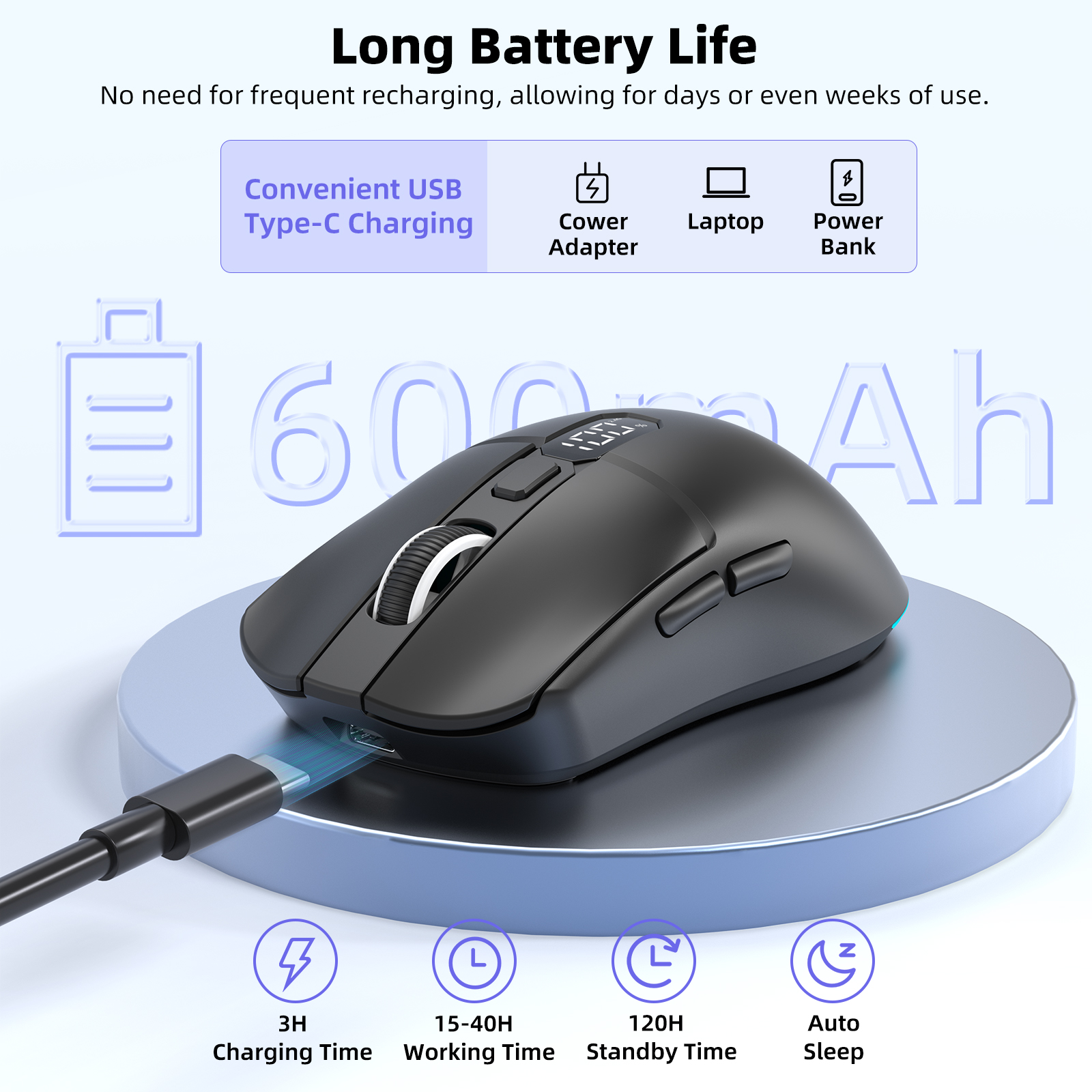 2.4 グラムワイヤレスゲーミングマウススマートスクリーンデ - Tablet Accessories Choice Store のレビューと価格