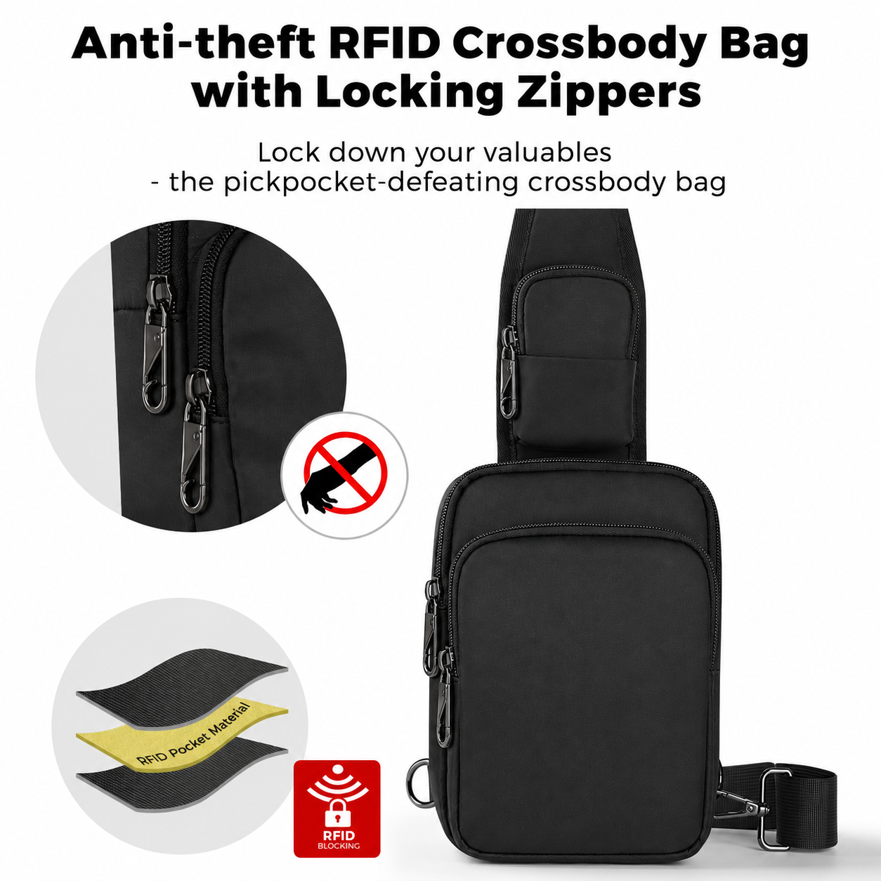 おしゃれなカジュアルRFID盗難防止スリングバッグ メンズ用 - Tablet Shoulder Bag のレビューと価格
