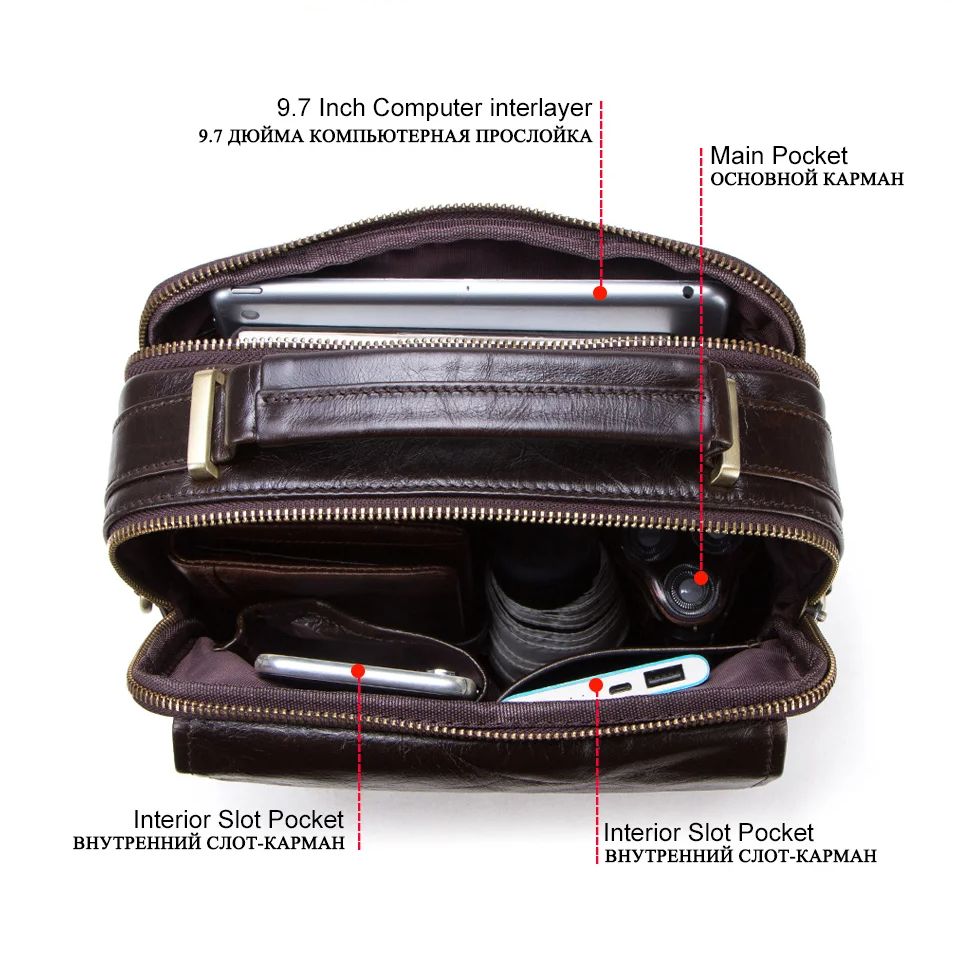 本革スリングショルダーバッグ男性用レトロメッセンジャーバッグ - Tablet Shoulder Bag のレビューと価格