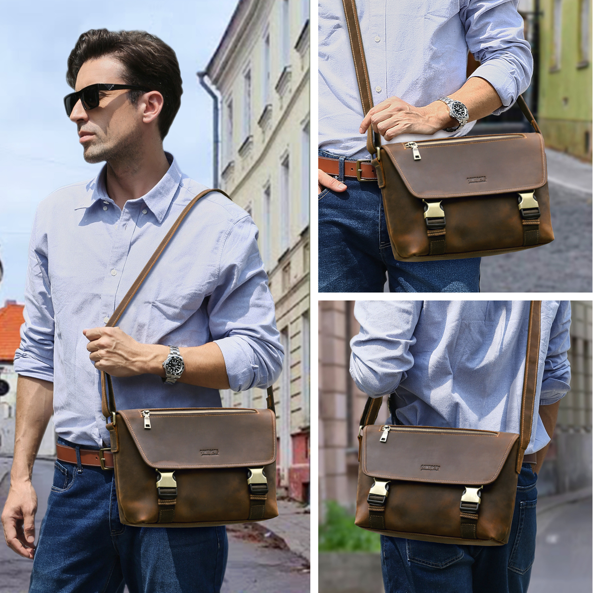 CONTACT'S 本革ショルダーバッグ メンズ 高級デザイ - Tablet Shoulder Bag のレビューと価格
