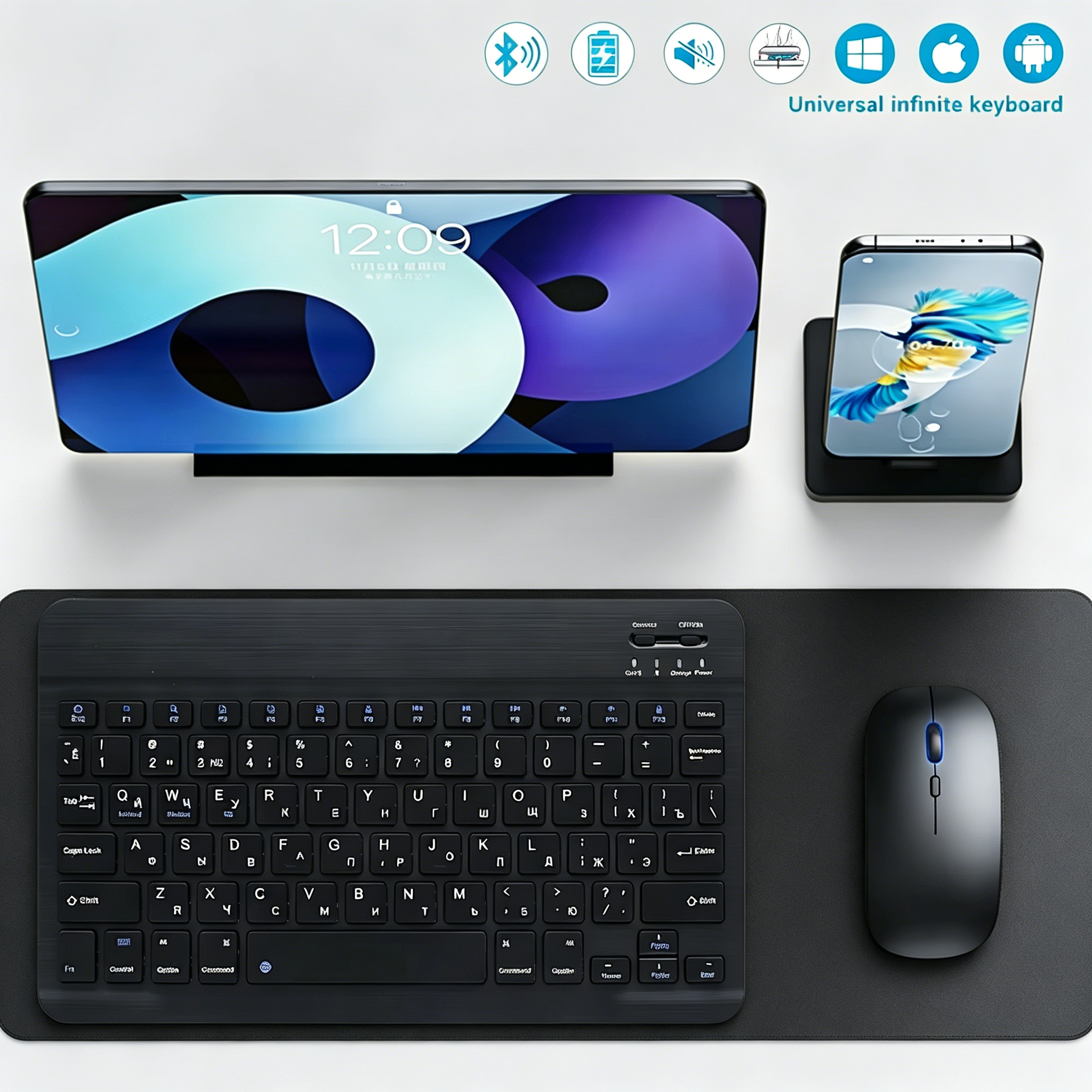 Bluetooth ワイヤレスキーボード携帯電話タブレットキ - Tablet Accessories Keyboard のレビューと価格