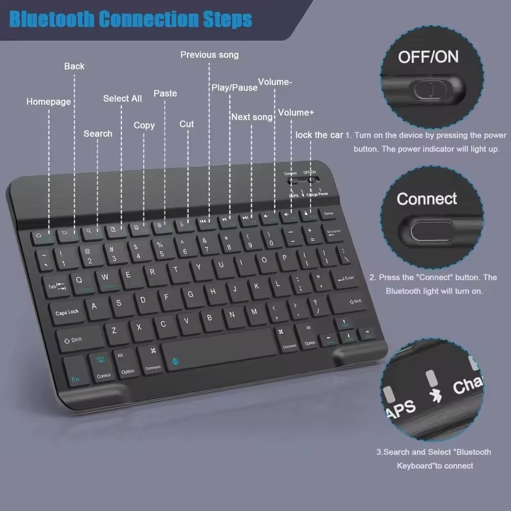 Bluetooth ワイヤレスキーボード携帯電話タブレットキ - Tablet Accessories Keyboard のレビューと価格