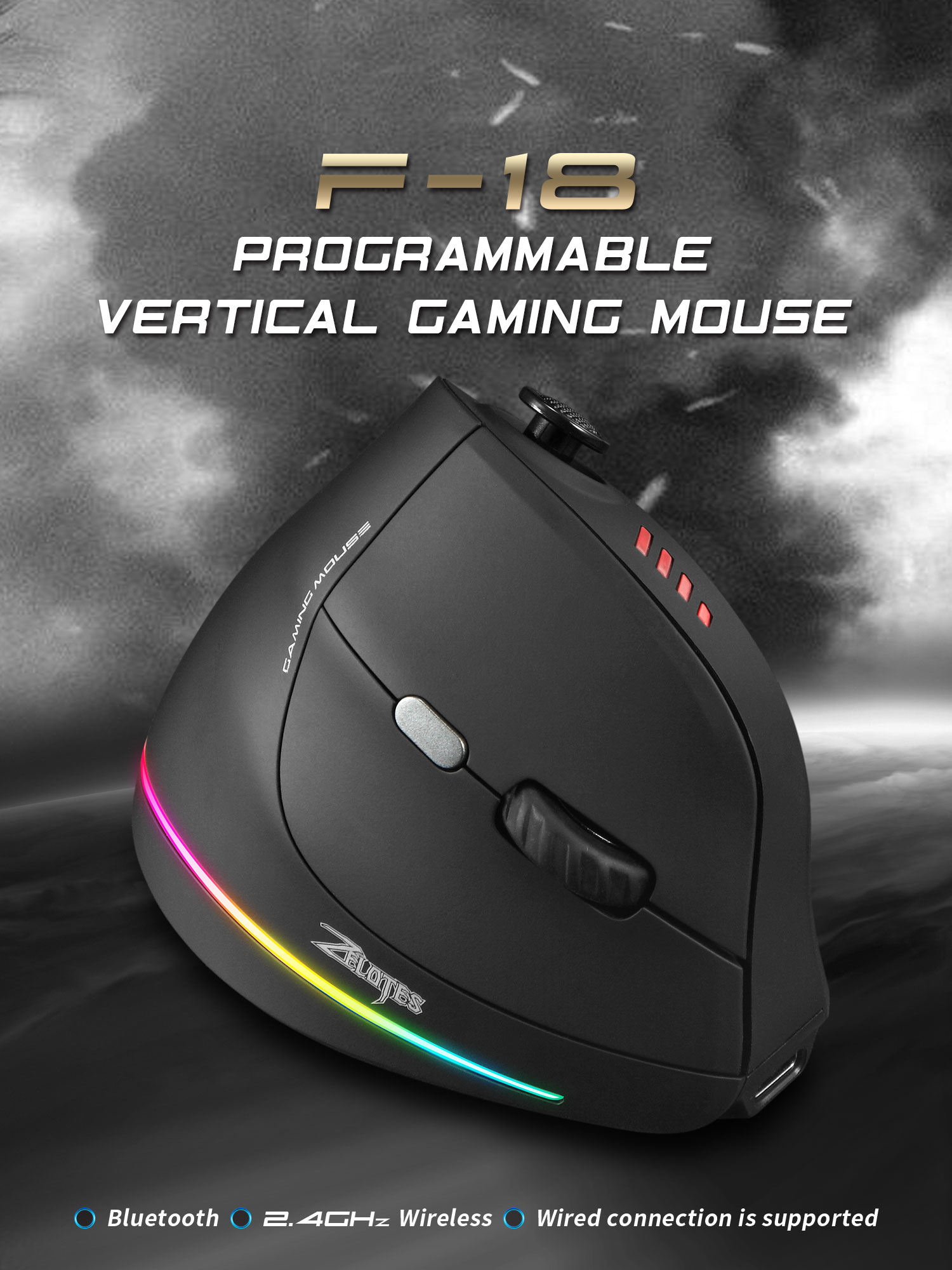 Jomaa RGB バックライト付きワイヤレス垂直マウスコン - Tablet Gaming Accessories のレビューと価格