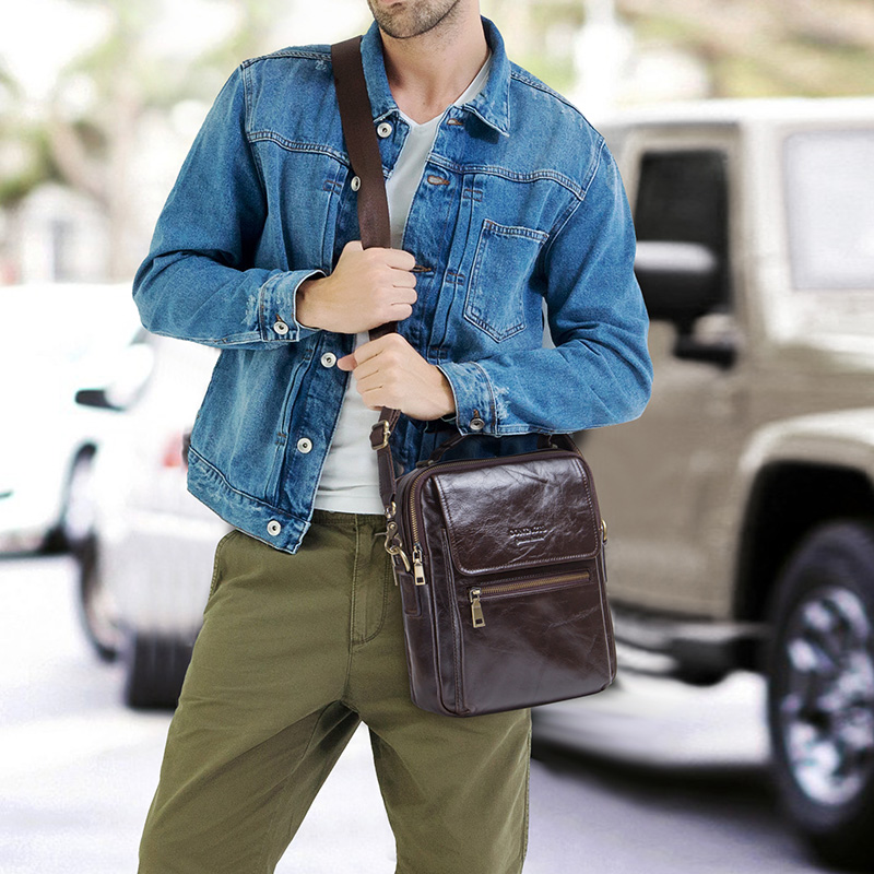 CONTACT'S 新しい本革メッセンジャーバッグ男性用カジ - Tablet Shoulder Bag のレビューと価格